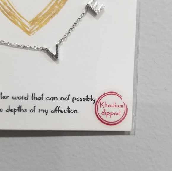 New Handmade elegant LOVE Necklace rhodium dipped - Picture 3 of 4